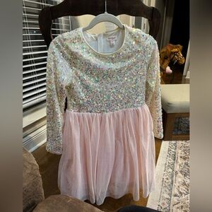 Cat & Jack Cream Sequin Party Dress with Iridescent Accents